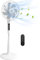 HOMCOM Ventilador de Pie con Mando a Distancia 40 W Ventilador de Pedestal Silencioso con 7 Aspas 28 Velocidades Altura Ajustable Oscilación de 75° Temporizador y Función Repelente de Mosquitos Blanco