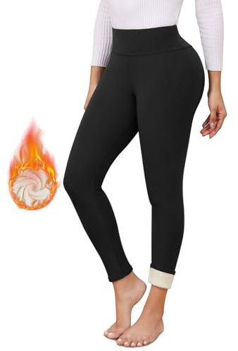 TMEOG Leggins Invernali Donna Pantaloni Termici Leggings Felpati Pantacollant Vita Alta Fuso Termico Pantaloni Elasticizzati Leggings Curvy in Pile de Yoga Corsa Pilates per Donna(Nero,XXL)