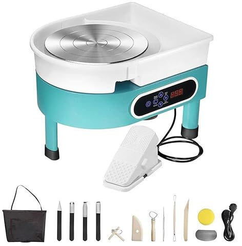 YXFAZPP 350w Electric Potter's Wheel Machine - Detachable Basin & Foot Pedal, Clay Wheel(Lcd Touch Screen) + 25cm Turntable, For Adults & Beginners Art Craft (Green)
