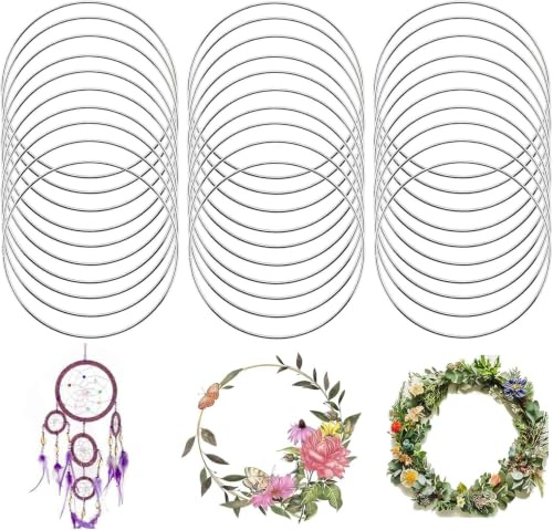 Callstick 30 Pack 4 Silber Fänger Metall Ringe Blumen Reifen Kranz Makramee Kreationen Ring für Basteln DIY