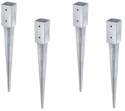 Alberts 211271 4er-Set Einschlag-Bodenhülse | für Vierkantholzpfosten | feuerverzinkt | 71 x 71 mm | Gesamtlänge 750 mm