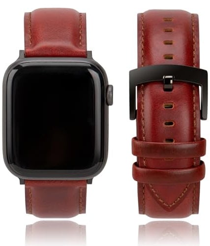 CORROPELLE Leather Watch Straps Compatible with Apple Watch 42mm 41mm 40mm 38mm for Men Women, Elegant Top Grain Leather Watch Bands Replacement Strap for iWatch Series 10 9 8 7 6 5 4 3 2 1 SE2 SE