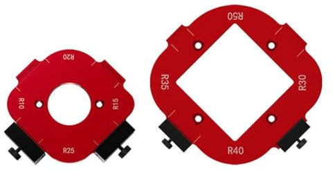 Pyugxab Modèles de Toupie pour le Travail Du Bois 2 Pièces Gabarit de Rayon R10-R50 Modèle de Positionnement D'Angle D'Arc 4-En-1, Rayon D'Angle