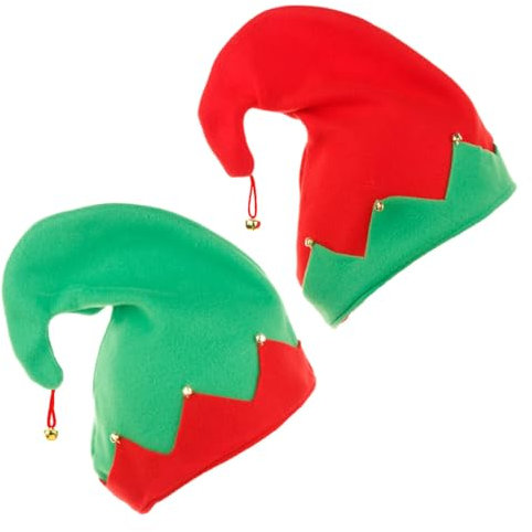 GXGM 2 Stück Weihnachtselfen Hut Elfenmützen kinder Wichtelmütze WeihnachtsfeiertagshüteWeihnachtliche Mütze für Kinder Erwachsene Weihnachten Karneval Party