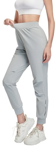 HIBETY Damen Elastische Bequeme Golfhose, Leichte Sonnenschutz Schnell trocknende Athletische Work Lounge Reisehose Light Grey-M
