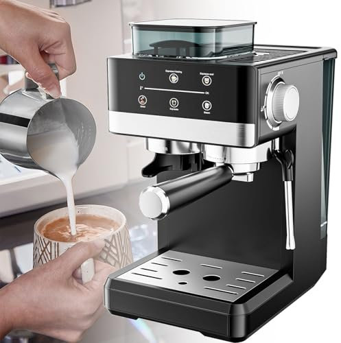 ZyKnaurral Semi-Automatic Espresso Machine, 20 Bar, 1.8L Black Coffee Maker with Milk Frother, 1350W