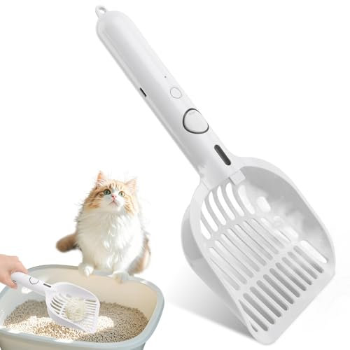 MXTIMWAN Steamy Pala para Gatos, Cat Scoop, Recogedor de Arena para Gatos 3 en 1 con Autolimpieza por Vapor, Control de Polvo y Desodorización, Recogedor de Arena para Gatos Blanco