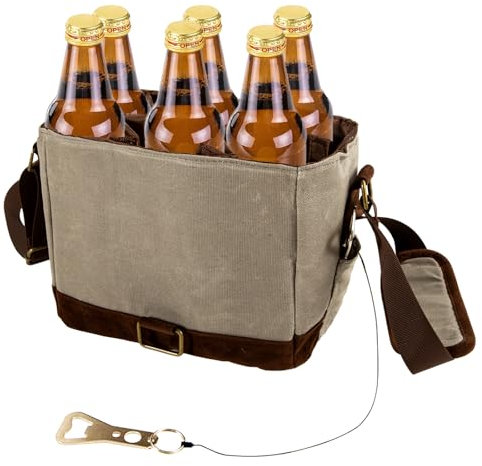 Laschentasche Bierträger Flaschenträger Für 6 Flaschen,Bier Kühler,Bier Tragetasche,Männerhandtasche Bier,Bier Geschenke Für Bierliebhaber 9 x 6.8 x 5.5Zoll