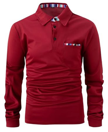 Men's Short Sleeve Polo Shirts Giraffe Contrasting Colors Golf Tennis T-Shirt Golf Shirts Men Double Cuff Shirts for Men Slim fit top with Thumb Holes Men Basic (Red, S)