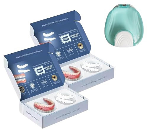 Ensemble de prothèses dentaires en silicone, Silicone Reline Denture Set, Denture Silicone Reline Kit, Incluant un étui de nettoyage gratuit (2pcs)