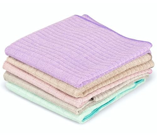 Pastaclean 5 Stück Geschirrtücher antibakteriell (Bunt) Saugstarke Küchentücher - 2X Geschirrtuch à 50 x 70 cm + 3X Geschirrhandtücher à 40 x 60 cm