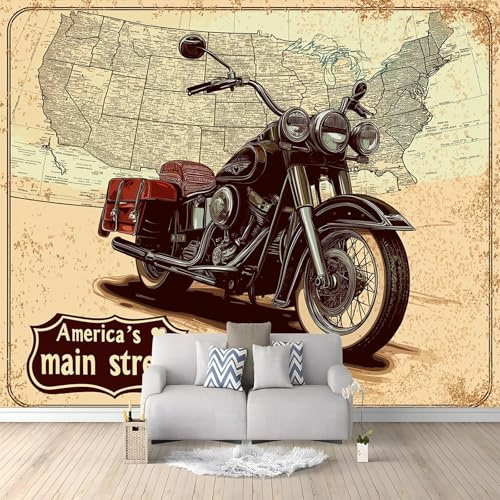 WHUOEUCO Papier Peint Panoramique Moto Rétro 250x175 cm Moderne Papier Peint intissé pour Chambre Salon Chambre D'enfants Personnalisé Décoration Murale