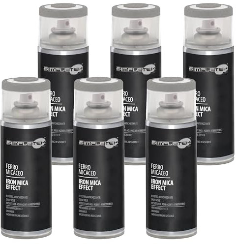 SIMPLETEK - 6x Bombolette Spray Vernice per Ferro Antracite V400MIC.4 Metallo Ringhiere Cancello Garage 400 ml Universale (Kit da 6 pezzi)