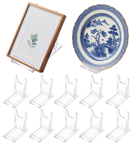 12 Ständer, transparente Acryl‑Ausstellungsständer, für Karten und Bücher | Verstellbare Ständer, transparente Präsentation, ideal zum Ausstellen von Postkarten, Büchern, Karten und Tellerdekorationen