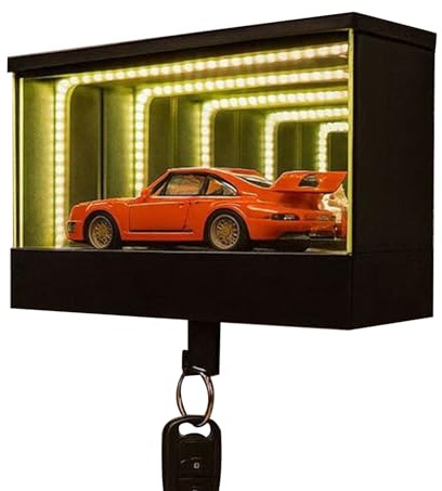 SVCEQZE Auto Garage Schlüsselhalter, 8x8x15 Cm 3D-Druckmaterial Auto Garage Schlüsselbox, Schlüssel Garages Mit LED, Schlüsselanhänger-Organizer Mit LED-Licht Für Tür, Wohnung, Zuhause, Büro