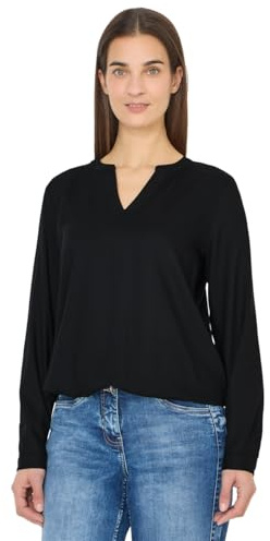 Cecil Bluse in Unifarbe Black XXL