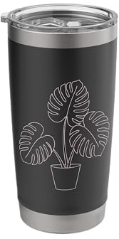 Minimalist Monstera Plant Line Art Houseplant Lover Design Stainless Steel Insulated Tumbler