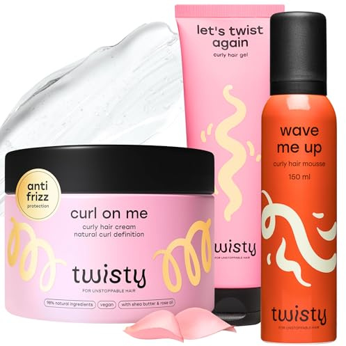 TWISTY Set per capelli ricci: gel, mousse e crema per ricci per definire i ricci, contrastare l'effetto crespo, idratare e garantire una tenuta flessibile e onde naturali