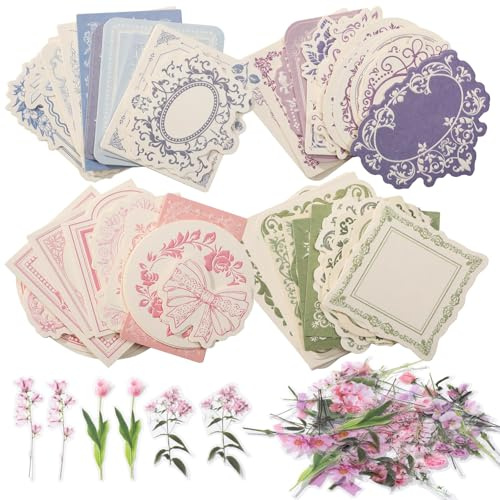 Nymora 160 Retro-Aufkleber Set, Scrapbook Sticker & Journaling Zubehör mit Blumenmotiven, Scrapbooking Papier für Tagebücher und Sammelalben