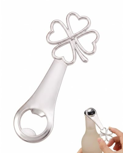 XALFST Abrebotellas de Cerveza Trébol de 4 Hojas (1 Ud) - Abridor de Botellas Portátil de Bolsillo, Llavero Destapador Amuleto de la Suerte, Regalo de Cumpleaños para Hombres