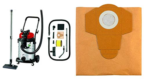 Einhell TE-VC 2230 SA - Aspirador seco / líquido + Pack de 5 bolsas para aspiradora (30 litros, aspirado en húmedo y seco) color gris