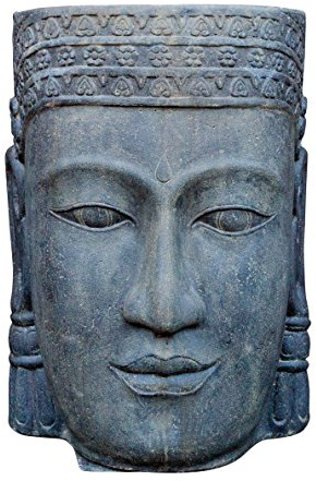 Asiastyle Wasserspiel Khmer-Kopf 85 cm aus Steinguss für den Garten oder Innenraum