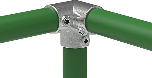 Fenau | 3-Wege-Eckstück, 90-Grad, Eck-Verbinder-Kreuzstück, Ø 33,7 mm, Temperguss galvanisiert, feuerverzinkt, inkl. Schrauben