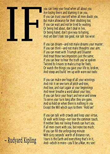 IF Poem Art Print IF Poem by Rudyard Kipling Art Print IF Poster If Poem Poster If Poem Print If Poem Wall Art If you can If by Kipling Poem (40cm x 50cm, Vintage)