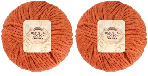 JubileeYarn Bamboo Cotton Chunky Yarn - 100g/Ball - Burnt Orange - 2 Balls