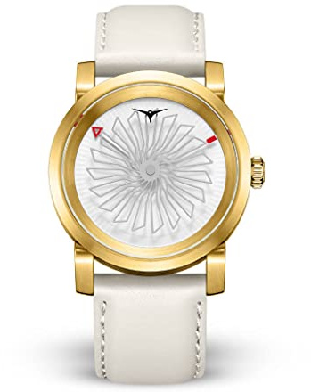 ZINVO Damen Uhr Automatik Analog Edelstahl Gold Leder Weib ALLURE