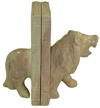 Serre-livres Lion - Scuptures en pierre africaine - 15 cm - Commerce équitable Afrique