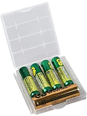 BOX CONTENITORE PER BATTERIE STILO AA AAA pile ricaricabili scatola custodia (TRASPARENTE)