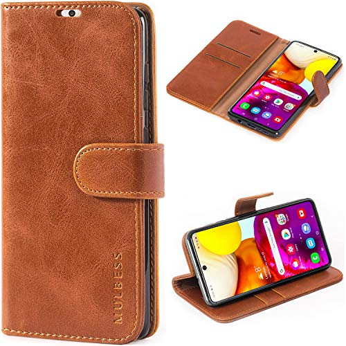 Mulbess Vintage Handyhülle für Samsung Galaxy A71 Hülle Leder, Samsung Galaxy A71 Handy Hüllen, Flip Handytasche Schutzhülle für Samsung Galaxy A71 Case, Braun