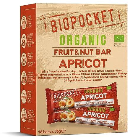 Biopocket Organic Fruit and Nut Bars, Apricot (18 x 35g)