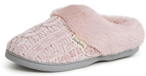 Dearfoams womens Claire Marled Chenille Knit Clog Slipper, Pale Mauve, Large US