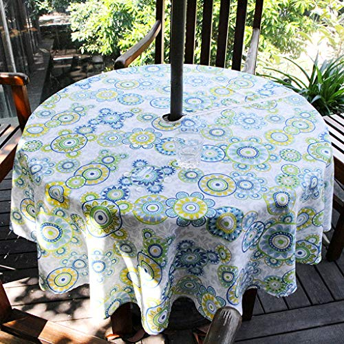 BSTKEY Tischdecke für Terrassenschirm, mit Reißverschluss und Schirmloch, wasser- und schmutzabweisend, rund, 152,4 cm (Blume)