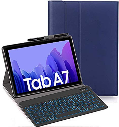 RLTech Tastiera Custodia per Samsung Galaxy Tab A7 10.4 2020, [Italiana Layout] 7 Colori Backlit Tastiera Wireless Con Custodia Protettiva Per Samsung Galaxy Tab A7 T500/T505/T507 10.4 2020, Blu