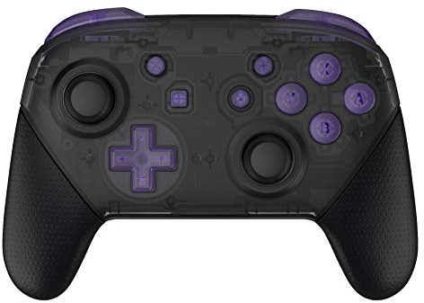 eXtremeRate Tasten Kit für nintendo Switch Pro Controller, DIY-Ersatz Knöpfe ABXY D-Pad Trigger Home Buttons Ersatzknöpfe Set für Switch Pro Gamepad(Transparent Lila)-KEIN Controller