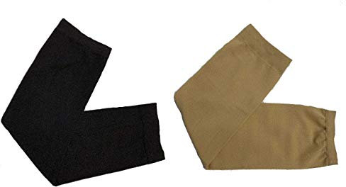 Shoes Lane 2 x schwarze und hautfarbene muslimische Handschuhe mit islamischen Ärmeln, Stretch-Stoff, Abaya-Ärmel, Hijab, Schwarz, Hautfarben, One size