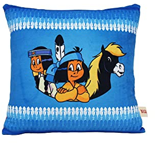Yakari Quadratisches Kissen Standard (25 cm x 25 cm) Softplüsch Blau Cartoon Modern Indoor und Outdoor Dekoration oder Loungen