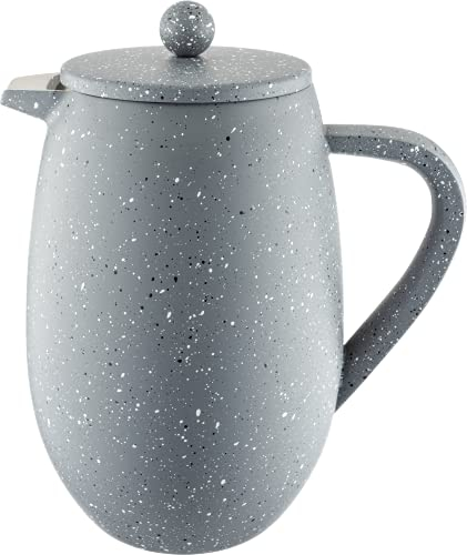 Café Olé Cafetera, Acero Inoxidable, 800ml, Doble Pared, Prensa Francesa, Acabada de Granito Gris, BFD-08GG