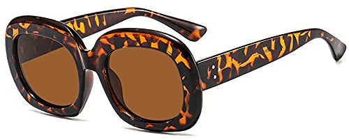 WQZYY&ASDCD Sonnenbrille Herren Damen Retro Oval Frauen Sonnenbrillen Wrap Style Kunststoffrahmen Weibliche Acrylgläser Uv400 Schutz Brillen Ladies-Brown