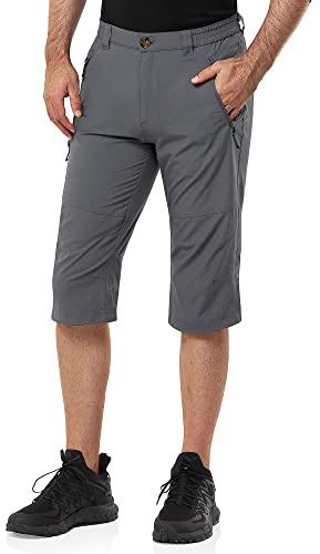 33,000ft Herren 3/4 Hose Cargo Shorts Kurze Wanderhose Stretch Leichte Radhose Sommer Capri Dreiviertel Hose Outdoor Shorts UPF 50+ mit Viele Taschen für Wandern Laufen Radfahren