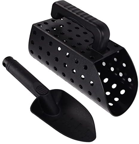 Pala per Rilevamento di Metalli ABS Efficiente Leggero Multiuso per Setaccio per Sabbia con Fori Rotondi per Adulti + Setaccio + Coperchio per Pala