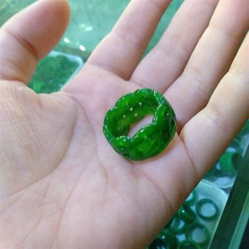 SMDSAZ Natürlicher Jade trockener Blauer hoher geschnitzter Jade-Ring, Jade-Ring, Jade-Ring (Color : Inner diameter20mm)
