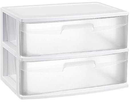 AC - Cajonera de Almacenamiento Nilo con 2 cajones, Torre de Almacenamiento Multiusos para Oficina, hogar, Escuela, etc. 41 x 56 x 39,5 cm. Color Blanco.