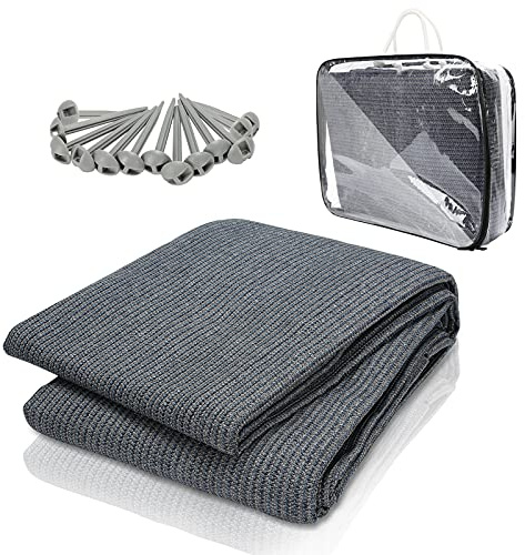 Tubiaz Vorzeltteppich, Markisenteppich mit 12 Löchern, 13 Heringe und Tragetasche, Zeltteppich Outdoor Camping atmungsaktiv rutschfest,Waschbare, Verschiedene Größen, Grau Blau