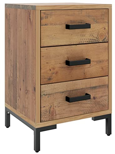vidaXL Nachttisch mit 3 Schubladen Nachtschrank Nachtkonsole Nachtkommode Schlafzimmer Schrank Kommode Braun 40x30x55cm Massivholz Kiefer