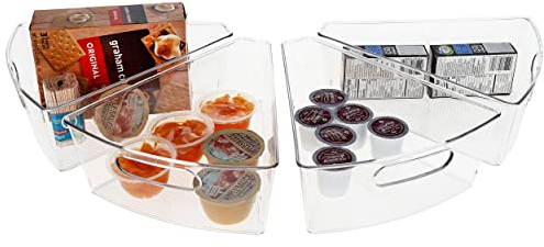 7Penn Lazy Susan Eckschrank, 4 Stück, tiefe Lazy Susan Organizer-Behälter für 66 cm Speisekammer-Drehteller – transparente Gewürzbehälter für Schrank, Kühlschrank, Küche, Bad