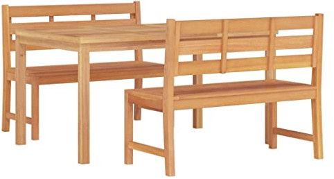 vidaXL Gartenmöbel 3-TLG. Tisch Bank Gartengarnitur Sitzgruppe Gartenset Sitzgarnitur Gartentisch Esstisch Gartenbank Massivholz Teak